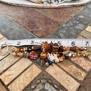 Bigger Wrists 7-8” Gold Amber Copper & a Nut?Charmed for sure. 1 of a kind. 👄